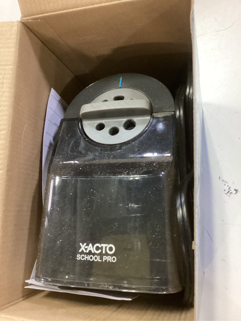 Condition photo showing As Is for X-ACTO Pencil Sharpener, School Pro Electric Pencil Sharpener, With Six Size Dial, XL Shavings Bin, Black, 1 Count - Heavy Duty, Teacher and School Supplies
