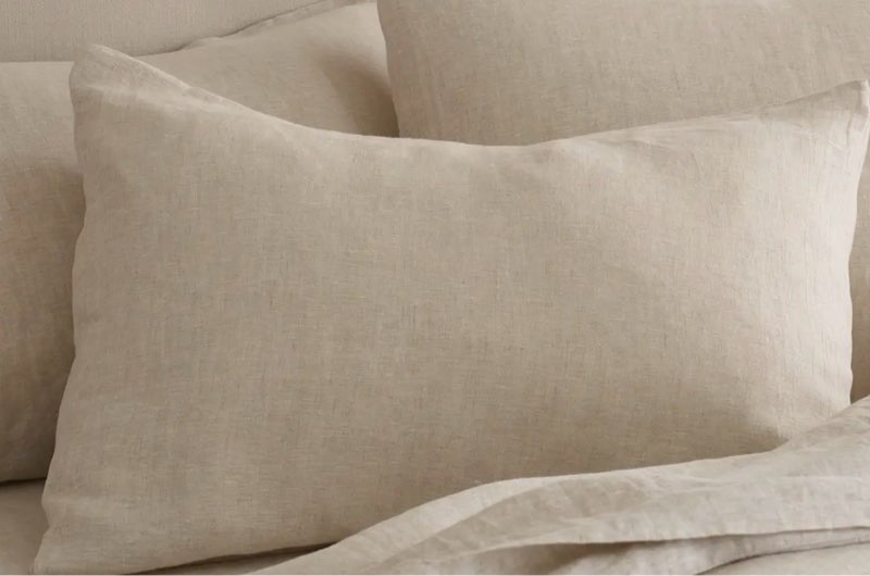 quince european linen chambray sheet set solid: toffee size king ((set of 4))