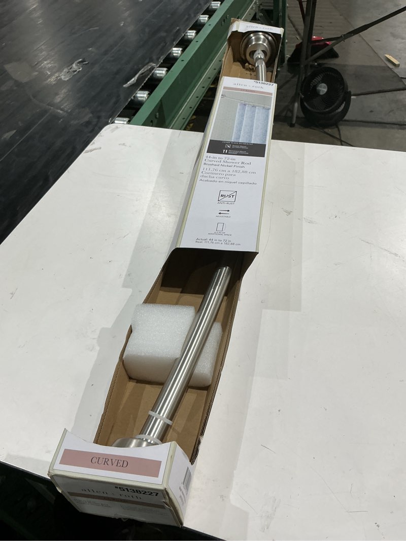 Condition photo showing Good Condition for allen + roth 44-in to 72-in brushed nickel fixed or tension single curve adjustable shower curtain rod