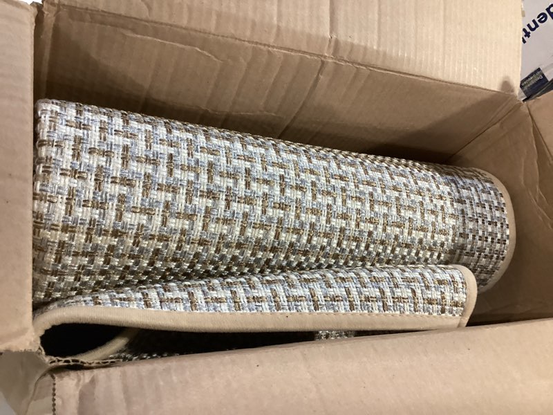 Condition photo showing Good Condition for dexi ultra thin door mat indoor entrance 32x48, non slip rubber backed entryway mats dirt trapper, low profile front doormat for inside entry, patio, porch, beige and white 4' x 2'8" (rectangular) beige and white