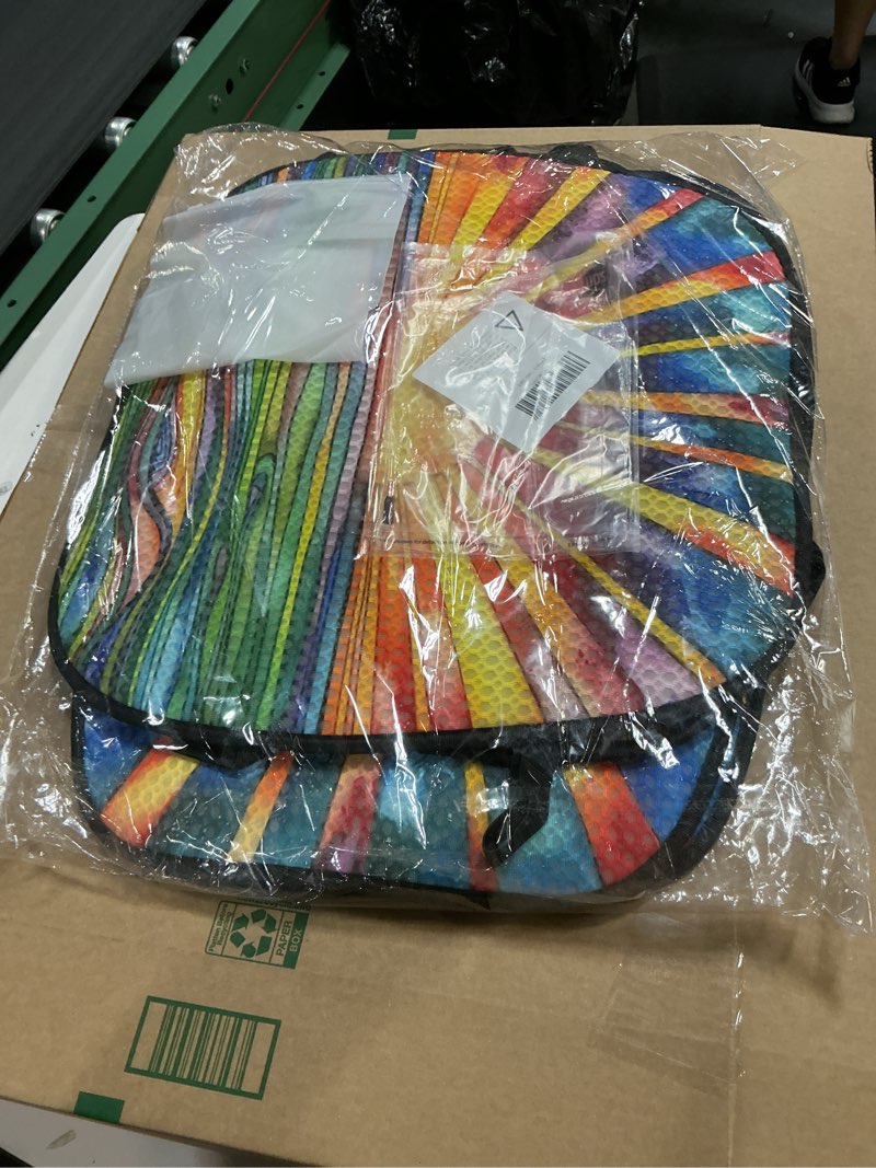 Condition photo showing Good Condition for Car Seat Covers Set, 2 - Front Seat Full Set, Colorful Sunset Honeycomb Knit Fabric, Breathable & All - Season Universal Automotive Seat Protectors Colorful Sun 2 Front-Seat