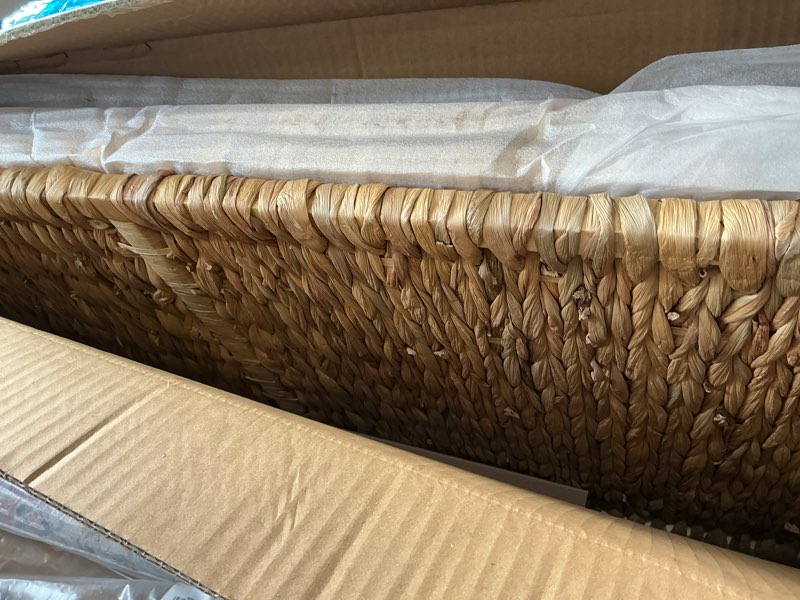 Condition photo showing Good Condition for MyGift Handwoven Seagrass 3 Panel Room Divider Screen with Wood Frame, Folding Partition Room Divider, Brown Brown (3-panel)