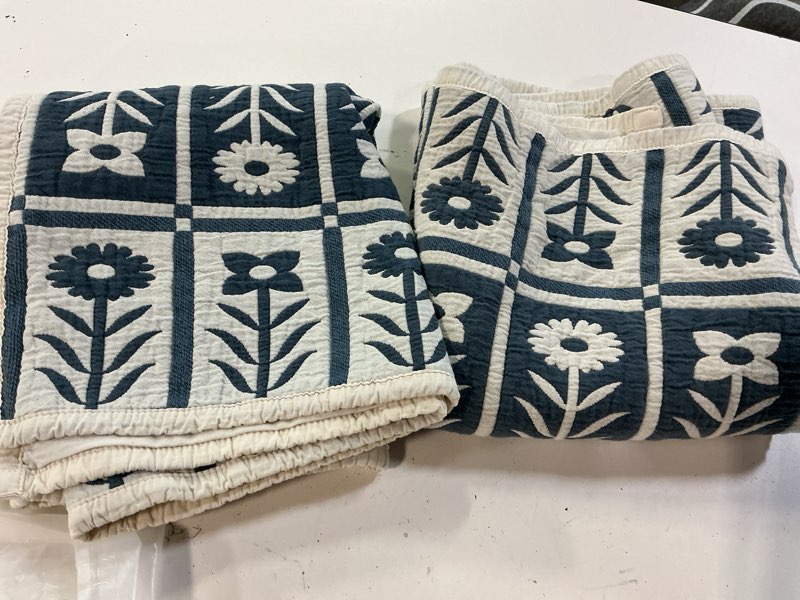 Condition photo showing Good Condition for quince organic cotton jacquard floral sham set glacier blue king 