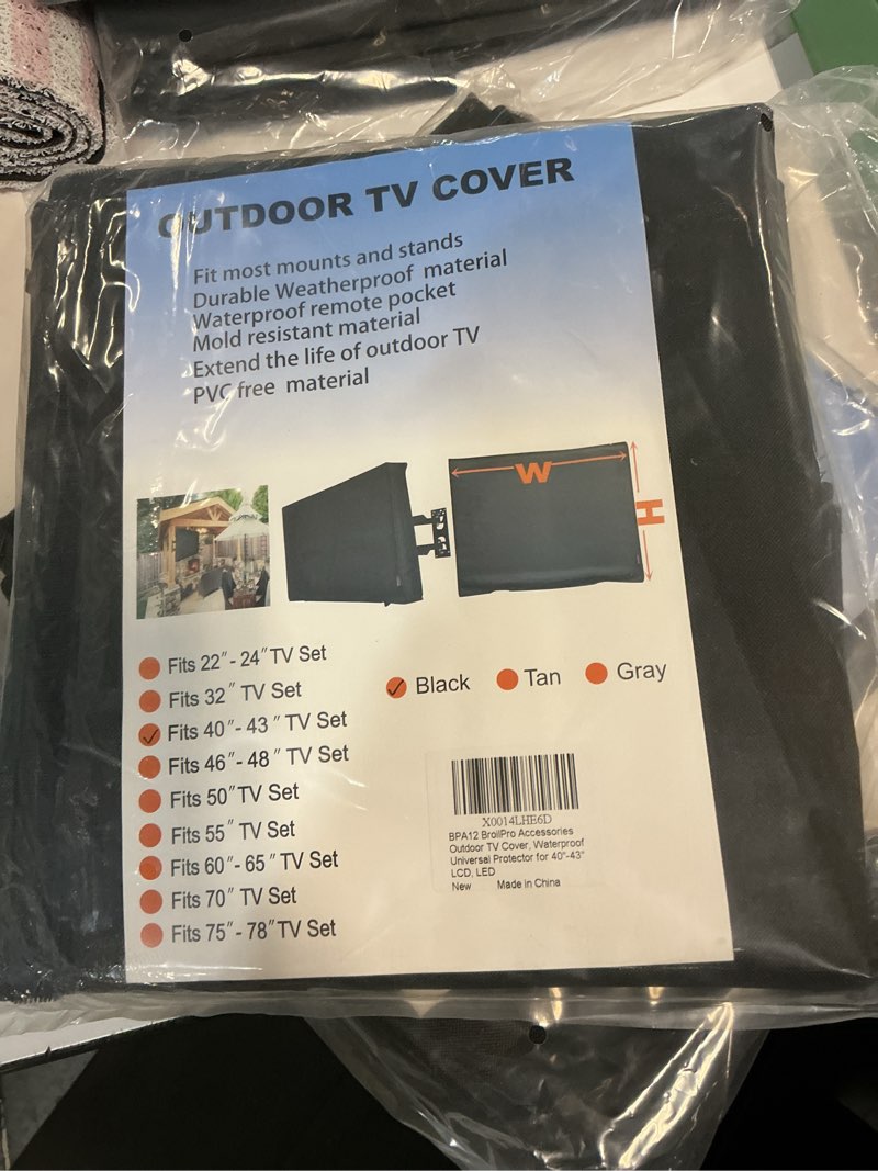 Condition photo showing New/Like New for Outdoor TV Cover, Waterproof Universal Protector for 40"-43'' LCD, LED, Compatible with Standard Mounts and Stands, Built in Remote Controller Storage Pocket, Black 38" Black