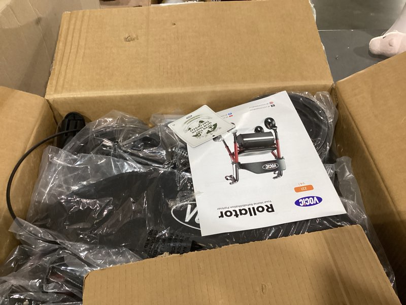 Condition photo showing New/Like New for vocic walkers for seniors, z21 rollator walker with seat supports 350lb, 8" big wheels for all terrain, ergonomic arc seat & 6" ultra backrest foldable walker, dual height adjustment, lightweight 2025 ruby red 350 pound