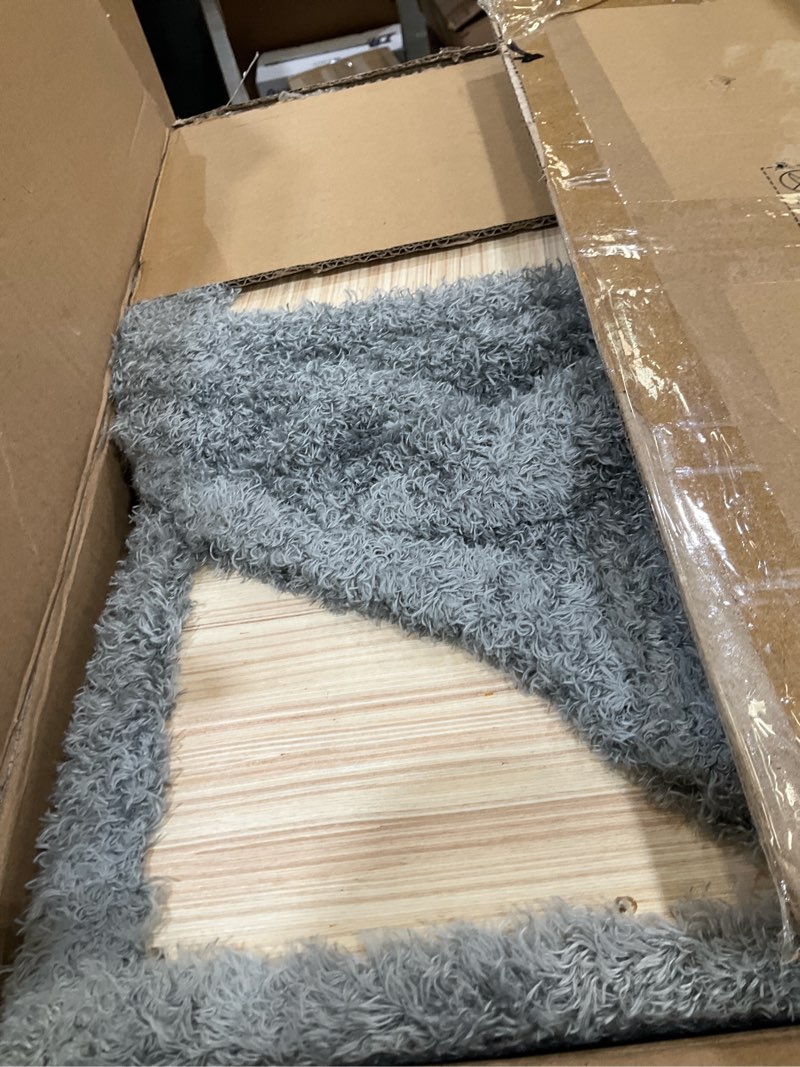 Condition photo showing As Is for 5-in-1 Cat Wall Shelves, Solid Wood & Velvet & Sisal Scratcher, 44lbs Max Load, Wall Mounted Cat Furniture for Climbers, Cat Climbing Wall System, Fits Drywall & Solid Walls - Cool Gray