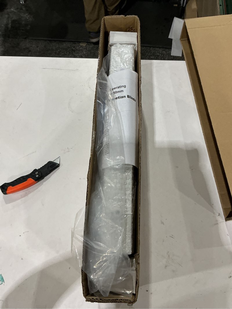 Condition photo showing New/Like New for 2 Pack 2 in Cordless Sidelight Blinds 8.5 x 72 in Horizontal White Faux Wood Front Door Window Blind Plantation Adjustable Tilt Wand Smooth, Privacy, Room Darkening for Home Entry Side Door