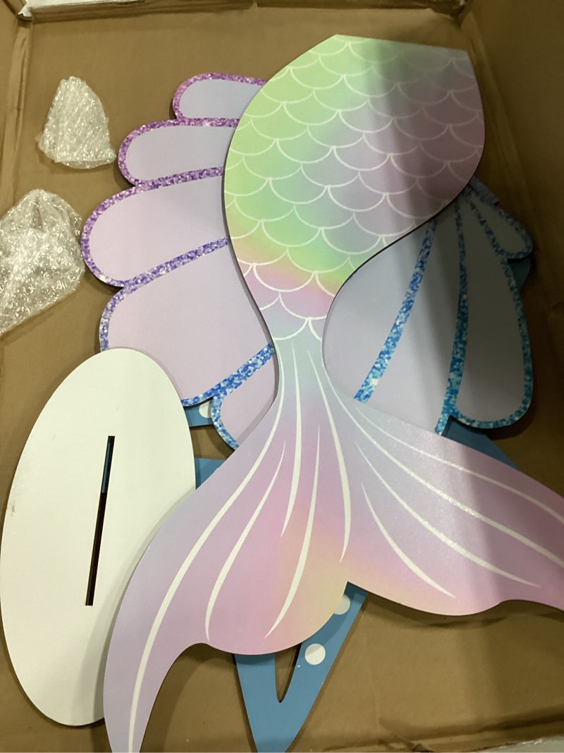 Condition photo showing Good Condition for amyhill 3 pcs large under the sea mermaid decoration vbs 2026 decorations summer sunday school decoration mermaid tail seashell starfish stand decor ocean cutouts for classroom vocation birthday party