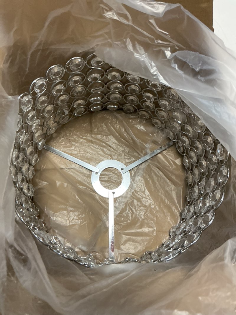 Condition photo showing New/Like New for boao crystal lamp shade ceiling light shade chandelier lampshade fitting for living room bedroom bathroom wedding centerpiece event party, warm white, bulb not included(7 x 7 x 4.3 inch,silver) silver 7 x 7 x 4.3 inch