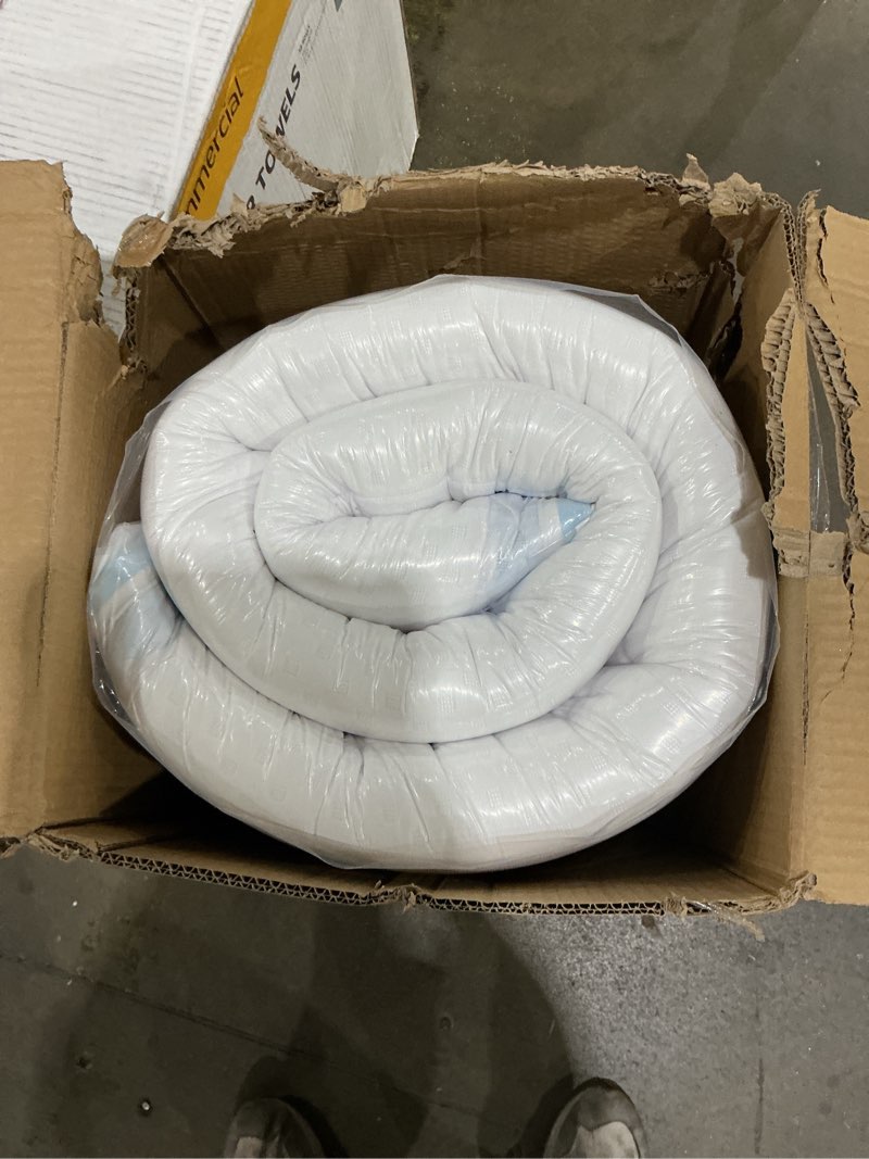 Condition photo showing New/Like New for KAYFIA Dual Layer 3 Inch Memory Foam Mattress Topper King, 2 Inch Cooling 7-Zone Gel Memory Foam Plus 1 Inch Down Alternative Pillow Top Mattress Topper with Deep Pocket, Support for Back Pain Relief King White