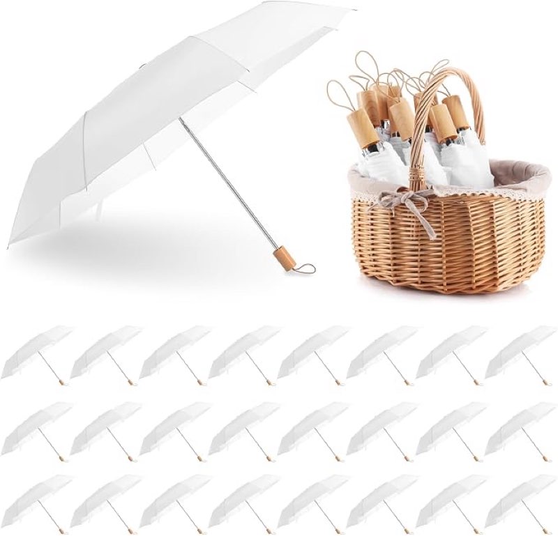 50 pcs wedding umbrellas bulk folding umbrella for wedding decorative parasol windproof rainproof for bridal shower bride groom photography props (white) white 2