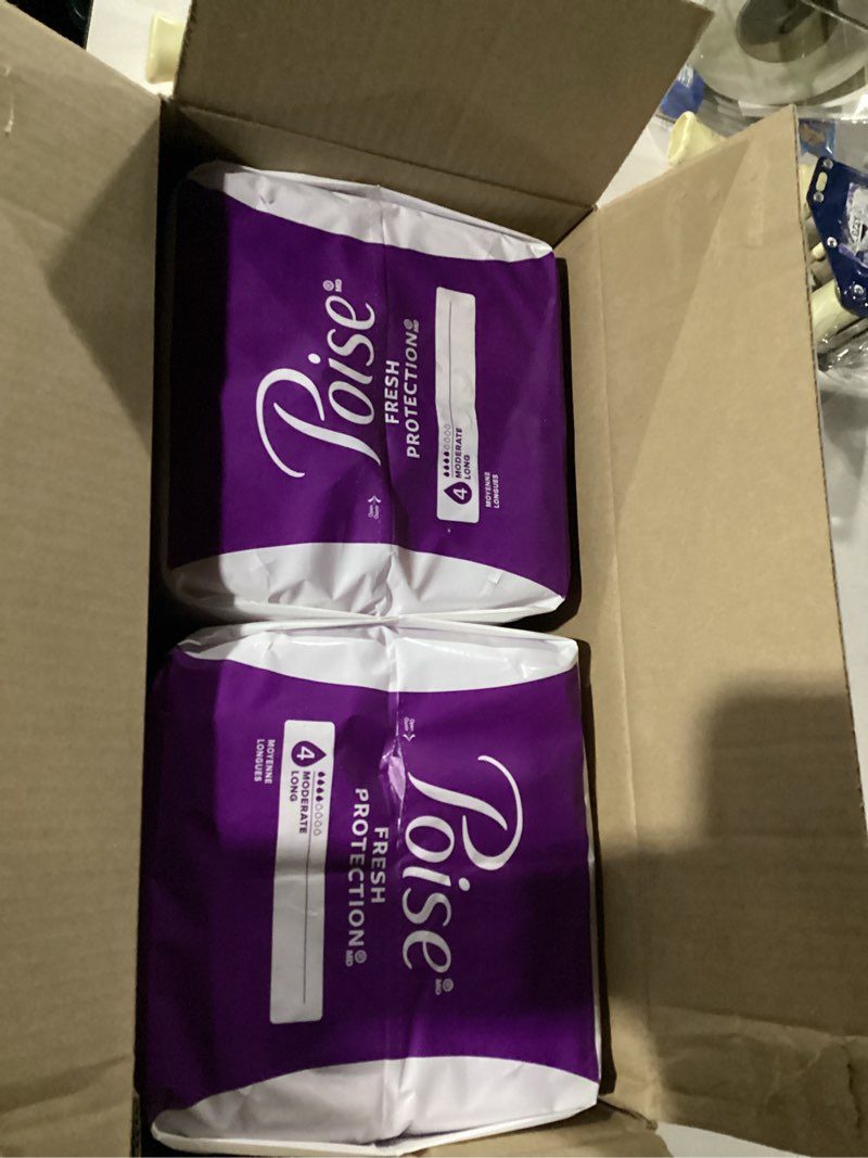 Condition photo showing Good Condition for Poise Incontinence & Postpartum Pads for Bladder Leaks, 4 Drop Moderate Absorbency, Long Length, 108 Count, Packaging May Vary Long 108