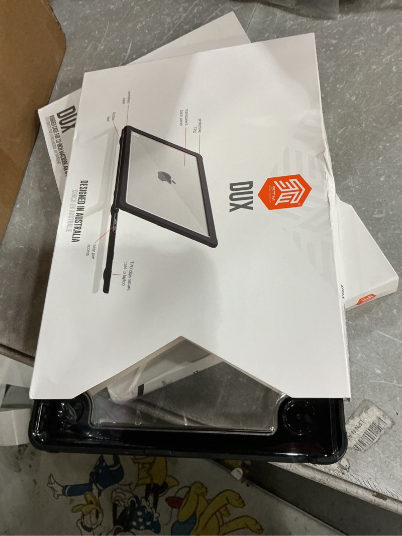 Condition photo showing Good Condition for stm dux for apple macbook air (13-inch retina - m3 2024 a3113, m2 2022 a2681) ultra protective laptop case - translucent pc, rugged tpu, mil-spec drop tested, textured rubber non-slip feet - black