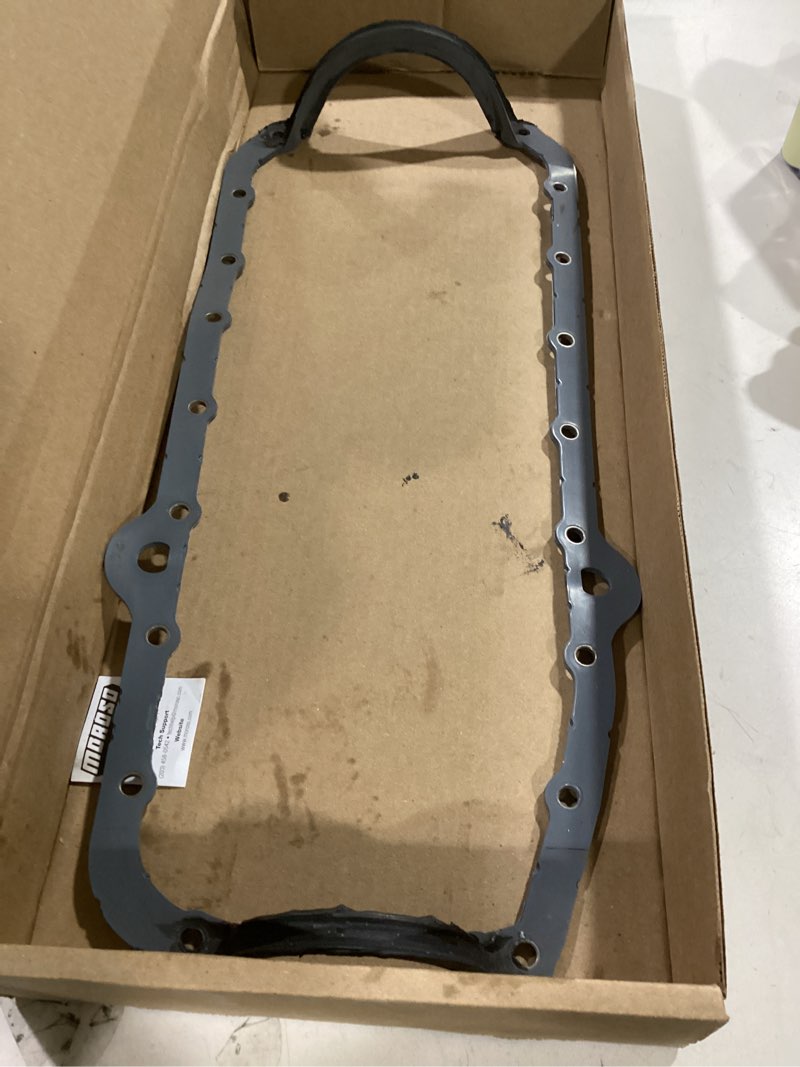 Condition photo showing As Is for moroso 93153 oil pan gasket for big block chevy engine