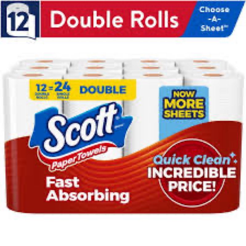 SCOTT DBL RL CAS TWL 12 PK 108 Double 12 Rolls (108 Sheets each)