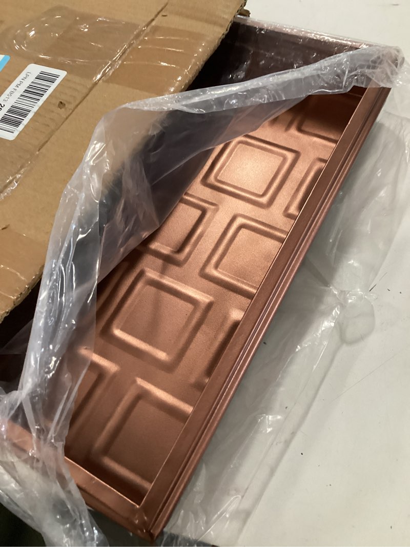 Condition photo showing Good Condition for Good Directions Small Boot Tray, Squares Multi-Purpose All Weather Decorative Boot Tray, Shoes, Plants, Garage, Patio Door, Pet Bowls, 20 inch Entry Indoor Shoe Tray for Apartment, Copper Finish