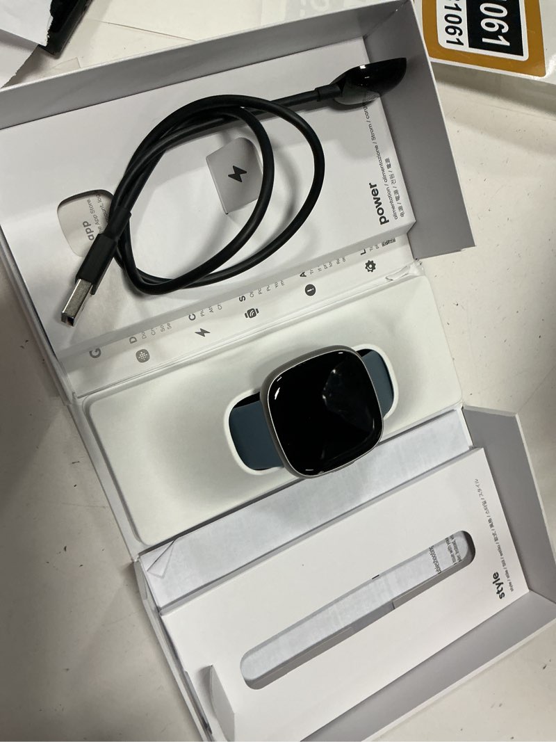 Condition photo showing Good Condition for fitbit versa 4 fitness smartwatch with daily readiness, gps, 24/7 heart rate, 40+ exercise modes, sleep tracking and more, waterfall blue/platinum, one size (s & l bands included)