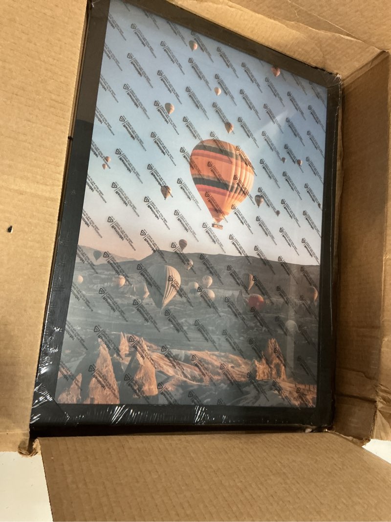 Condition photo showing New/Like New for 14x19 picture frame black for poster photo picture, horizontal and vertical formats for wall hanging, 14 x 19 wall gallery poster photo frame with shatter resistant plexiglass,black black 14x19 inch