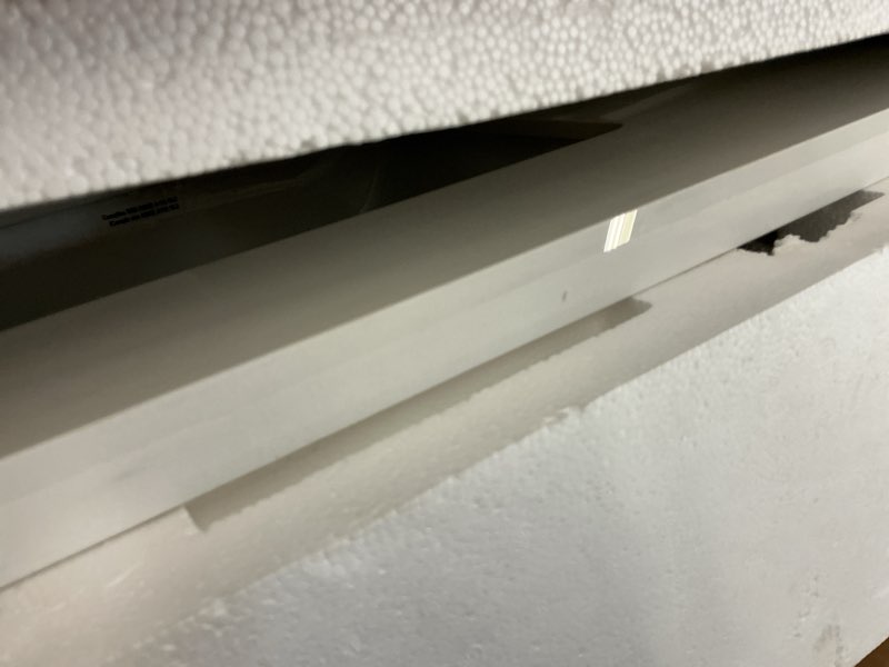 Condition photo showing As Is for allen + roth dolomiti bianco 49-in x 22-in white sintered stone undermount single sink