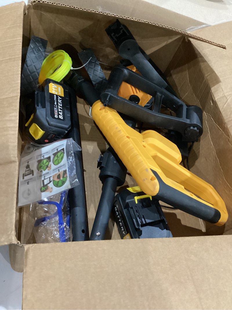 Condition photo showing As Is for cordless grass trimmer