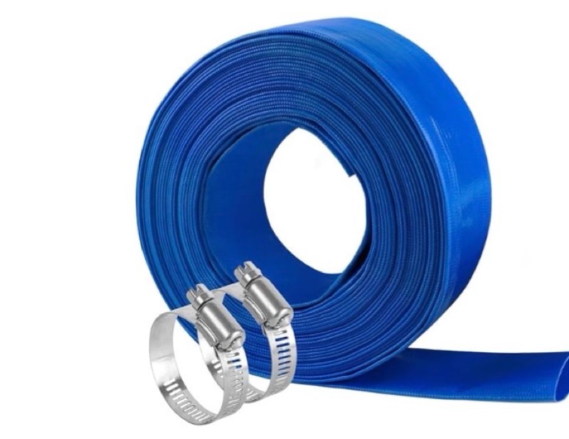 eastrans 4 in x 25 ft pool backwash hose, heavy duty flat discharge hose, weather and burst resistant, best pool hoses for inground pools, pool filter hose & pool drain hose of 5