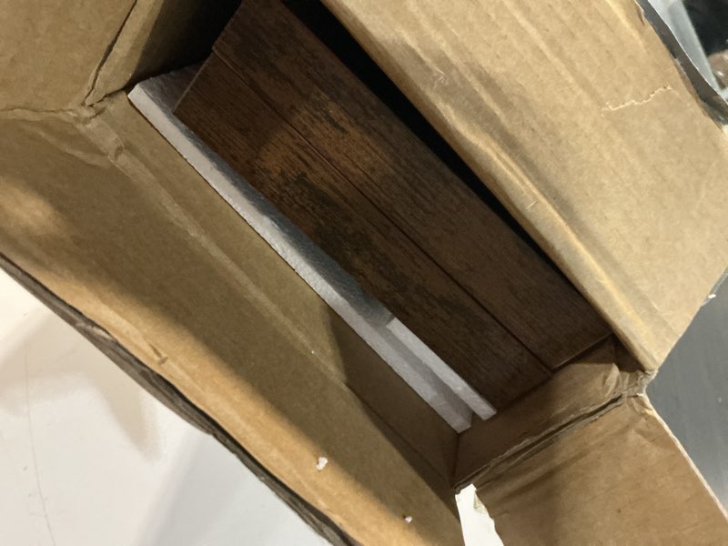 Condition photo showing As Is for BAYKA Floating Shelves, 22.5 inches Rustic Wood Wall Shelves for Bathroom?Bedroom, Living Room, Kitchen & Book, Hanging Display Decor Organization Shelf with 22 lbs Capacity (Rustic Brown) B. Rustic Brown - Americana Farmhouse Style 22.5inches