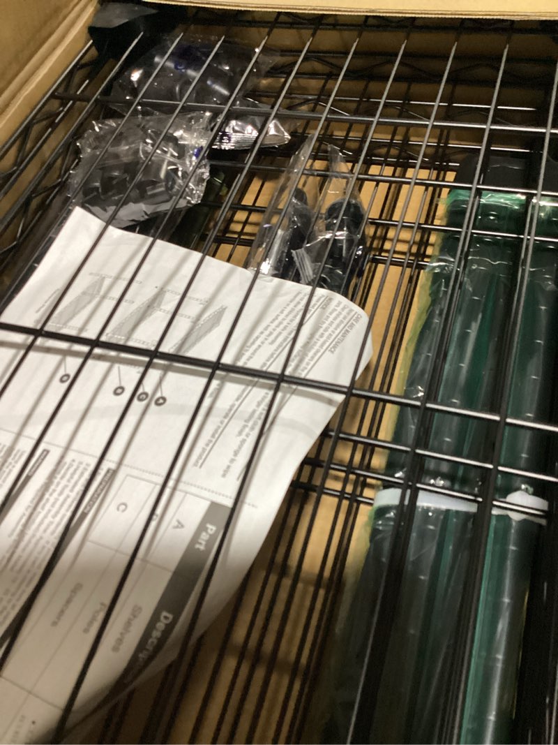 Condition photo showing Good Condition for izeuk 4-tier black steel storage shelves, heavy duty utility wire rack organizer for kitchen, office, home, 1000 lbs, 13.7" d x 23.6" w x 53.4" h 4-tier,13.7" d x 23.6" w x 53.4" h black
