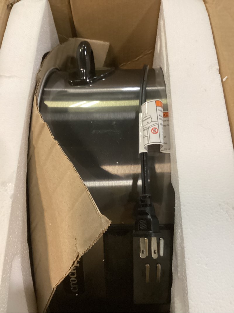 Condition photo showing As Is for Crock-Pot Large 8-Quart Programmable Slow Cooker with Auto Warm Setting Black Stainless Steel