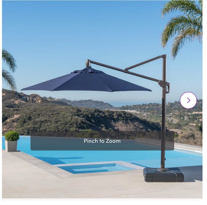11ft outdoor cantilever umbrella solar lights and stand, patio offset aluminum frame umbrella