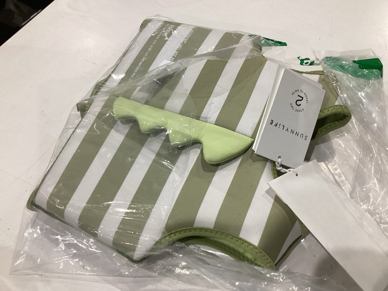 Condition photo showing Good Condition for sunnylife swim vest - constructed with neoprene plus a secure front zip and develop water confidence. | toddler swim vest into the wild khaki 1-2 yrs