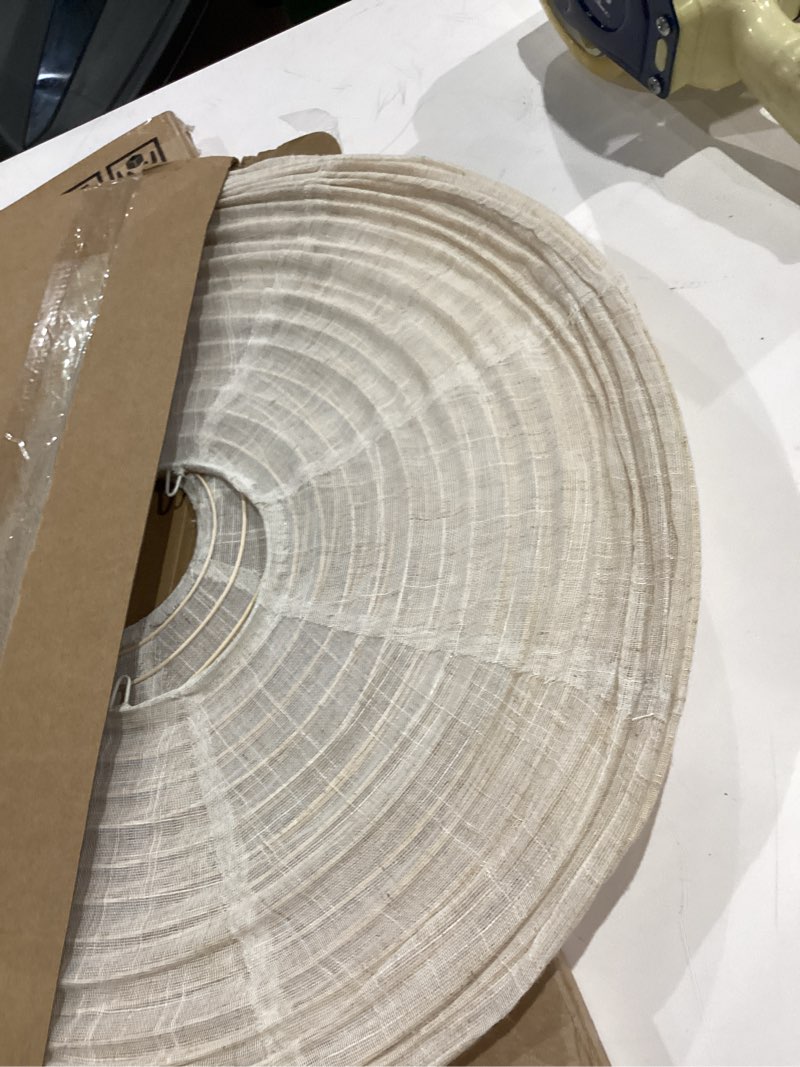 Condition photo showing Good Condition for large fabric lampshade beige hanging 20inch linen pendant lamp shade can replace paper lanterns,hanging cloth lantern handmade minimalist decorations suitable for living room, hallway