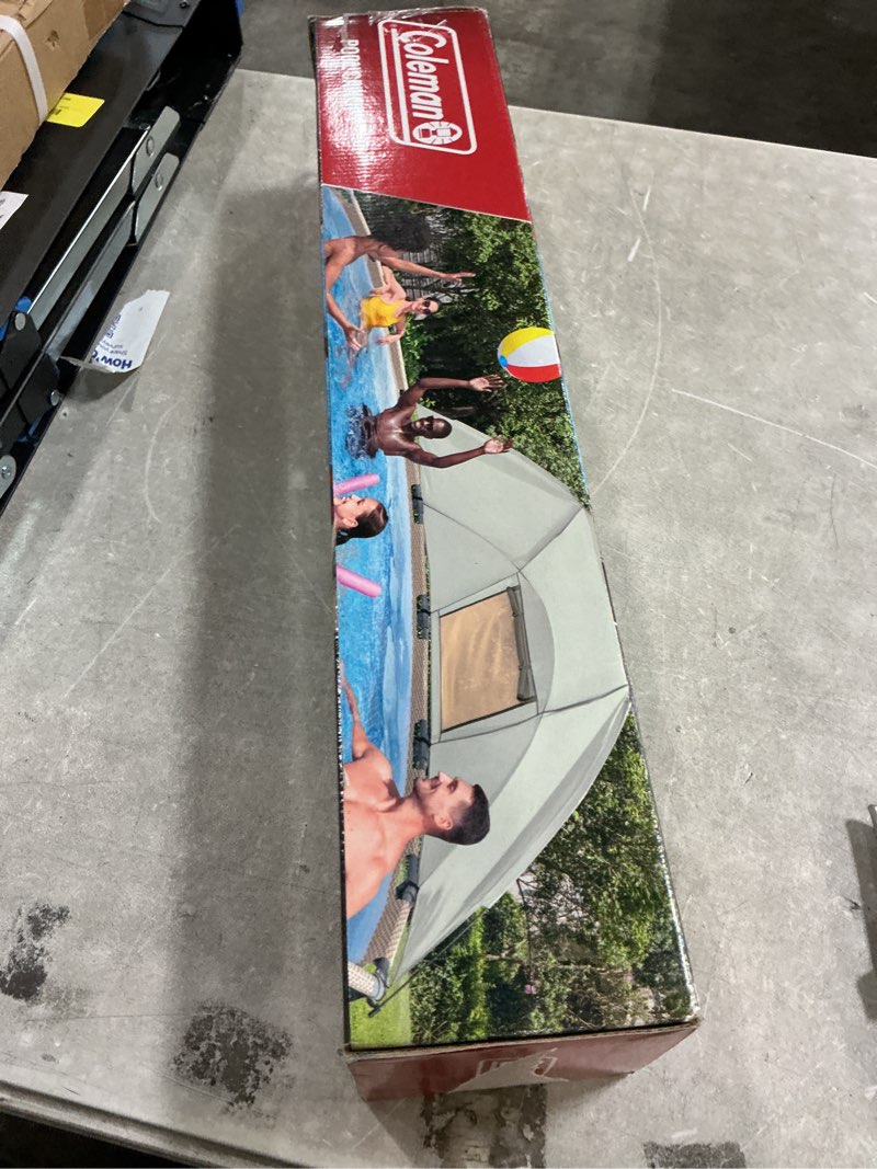 Condition photo showing As Is for coleman 10-18 ft above ground outdoor pool canopy sunshade