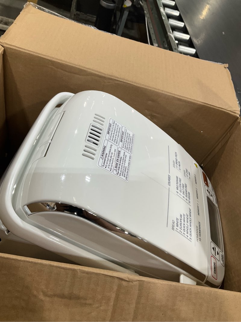 Condition photo showing As Is for zojirushi bb-ssc10wz home bakery maestro breadmaker, premium white