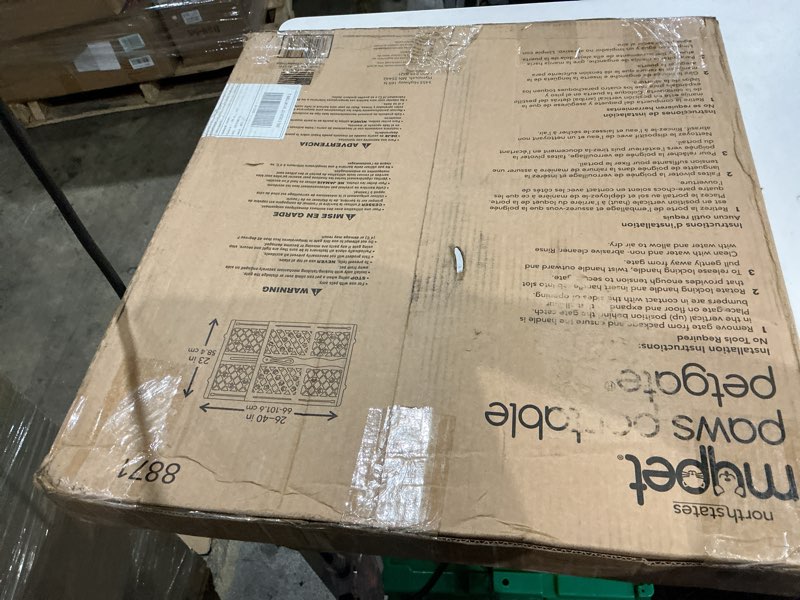 Condition photo showing Good Condition for mypet north states paws portable pet gate: 26-40" wide. pressure mount. no tools needed. made in usa. dog gate 23" tall, expandable, durable dog gates for doorways, light gray