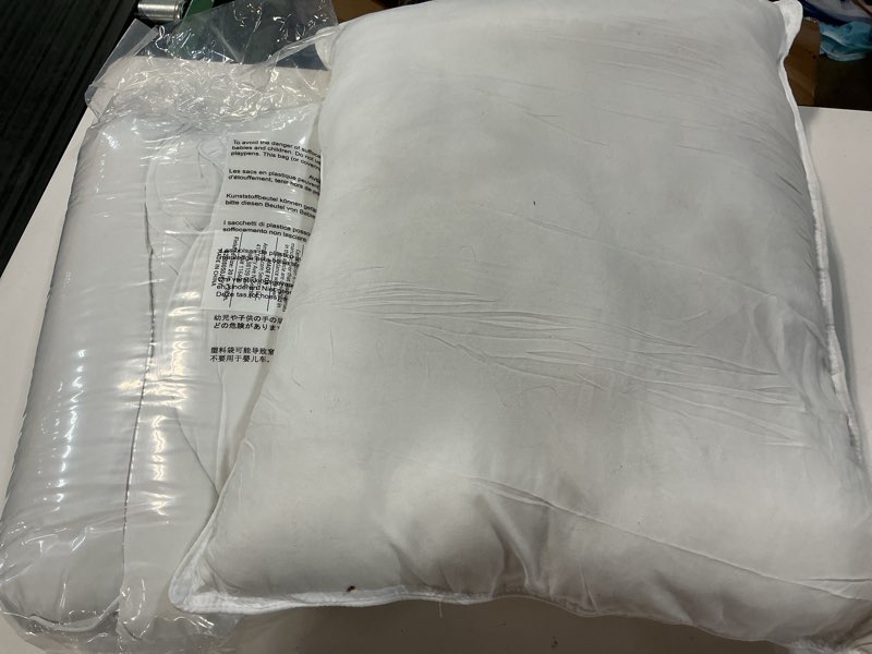 Condition photo showing Good Condition for amazon basics down alternative pillows for stomach and back sleepers, soft density, standard, pack of 2, white, 26 in l x 20 in w standard (pack of 2) soft pillow