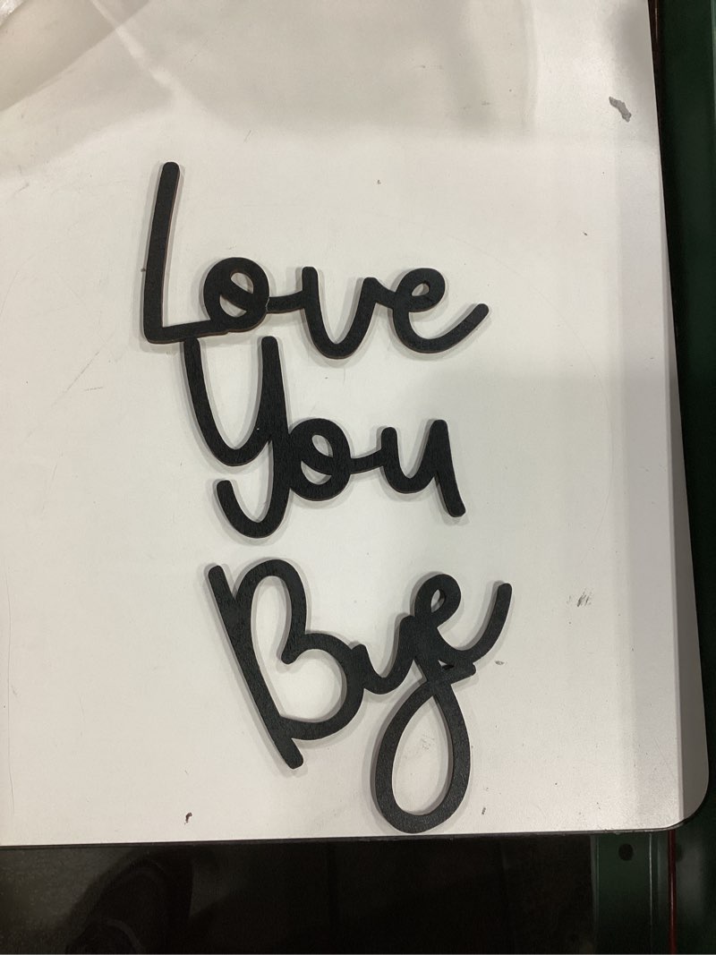 Condition photo showing As Is for Wooden Wall Deco Love You Bye Devorative Signage Home Stylish Deco Living room entrywall express love and warmth