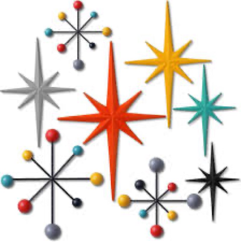 Otoolling 8 Pcs Retro Wall Decor Metal Mid Century Modern Art Retro Vintage Colors 3D Star Atomic Sc