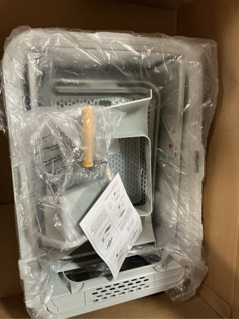 Condition photo showing As Is for (Similar to stock photo) Enclosed Stainless Steel Cat Litter Box with Odor Control, Modular Design with Drawer and Flip Door, Easy to Clean and Wash,Non-Stick Interior,Extra Large Size Fits All Cats(Light Grey)