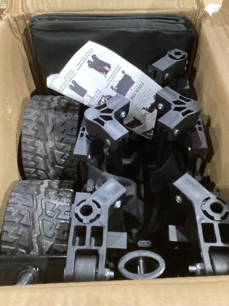 large collapsible wagon cart with wheels - foldable wagons300l heavy duty-550lbs, beach wagon with b