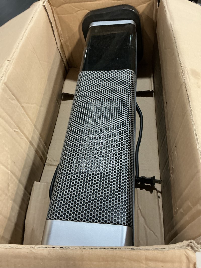 Condition photo showing As Is for space heaters for indoor use, 1500w ptc ceramic electric heater with thermostat, room temperature display, 70° oscillation, remote control, 12h timer, quiet portable heater for office bedroom