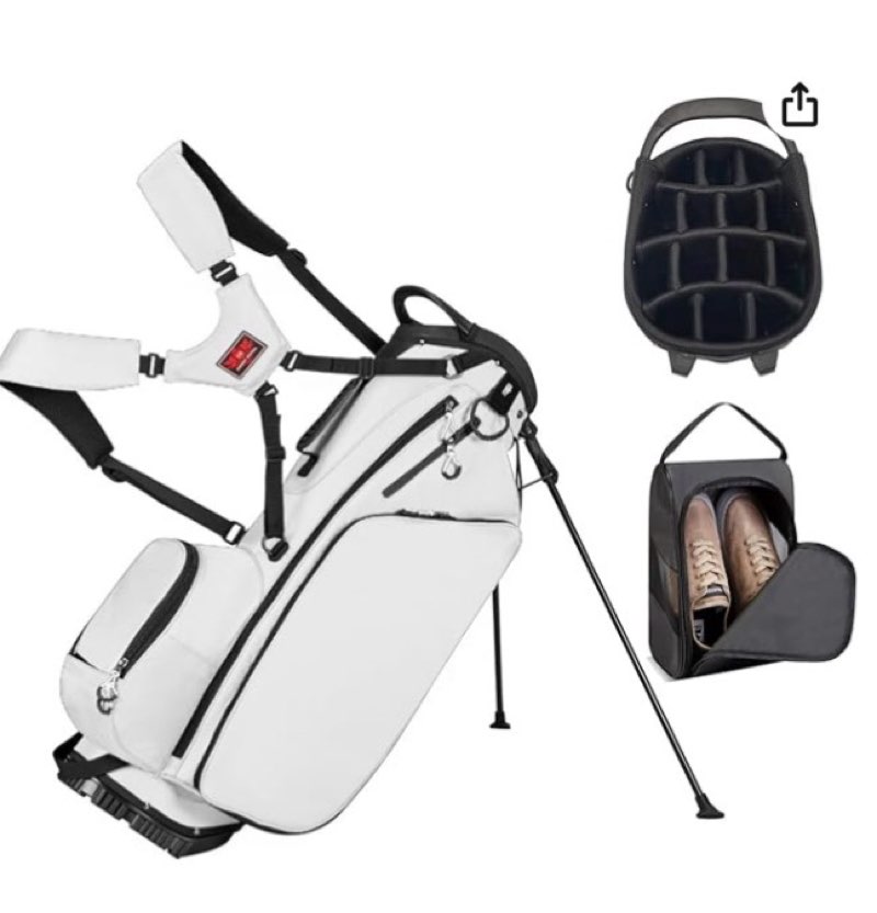 Lightweight Golf Stand Bag with 14 Way Full-Length Dividers, 7 Zippered Pockets and Rain Cover, with