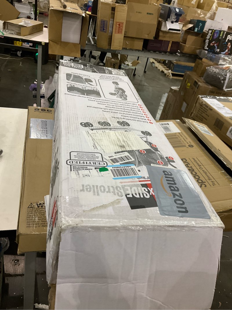 Condition photo showing As Is for Delta Children LX Side by Side Stroller - with Recline, Storage & Compact Fold, Grey