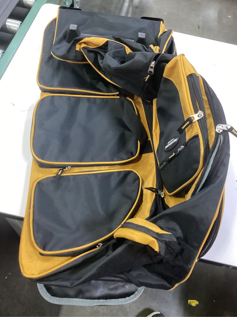 Condition photo showing Good Condition for travelers club xpedition 30 inch multi-pocket upright rolling duffel bag 30 inch bright orange
