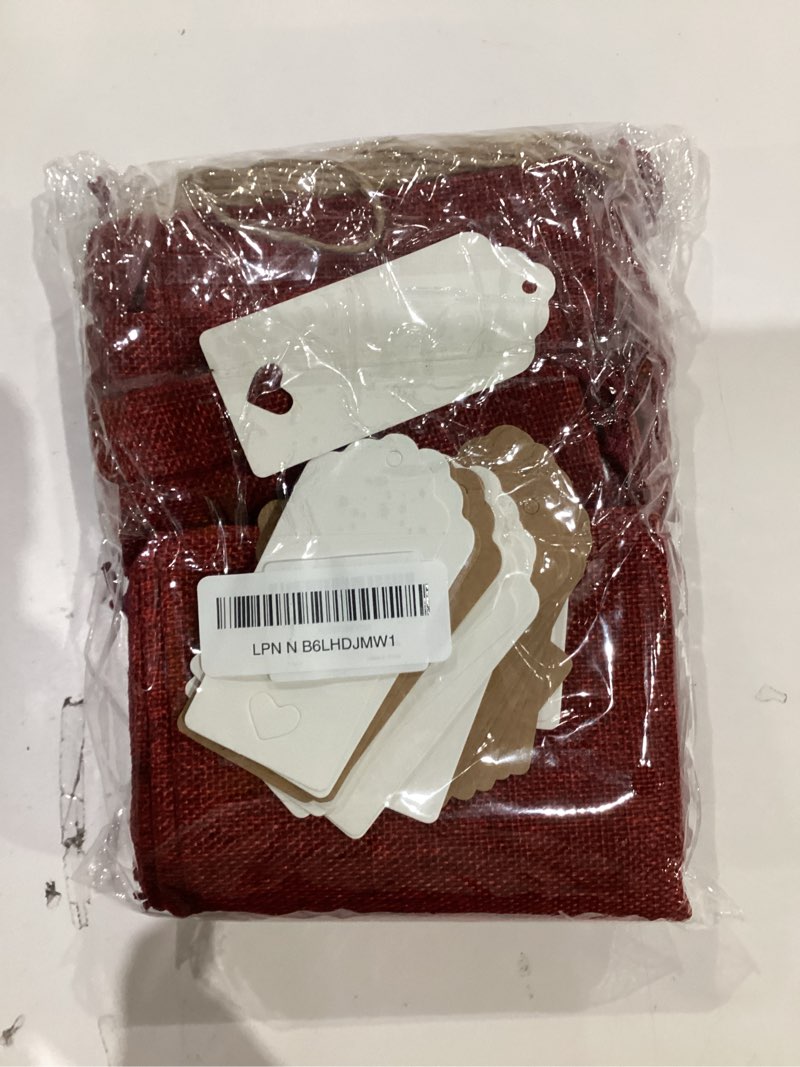 Condition photo showing New/Like New for Tapleap Red Burlap Gift Bags with Drawstring - 30Pcs 5x7 Sacks for Wrapping Halloween Favors, DIY Craft, Candles, Souvenirs, For Small Business Customers, Wedding Red 5x7 in (30 Count)