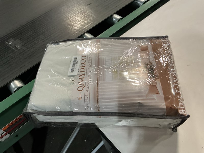 Condition photo showing Good Condition for Beige White Pleated Room Darkening 100 Inch Curtains for Living Room, Neutral Thick Linen Blend Curtain Blackout Thermal Window Drapes with Hooks&Rings for Ceiling Track 40" Wx100 L 2 Panels Lightbirch 40"W x 100"L (Pack of 2)