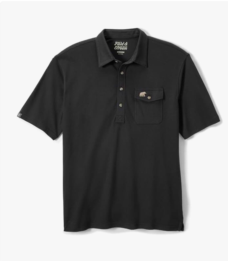 field & stream men's flying birdie polo, black, large