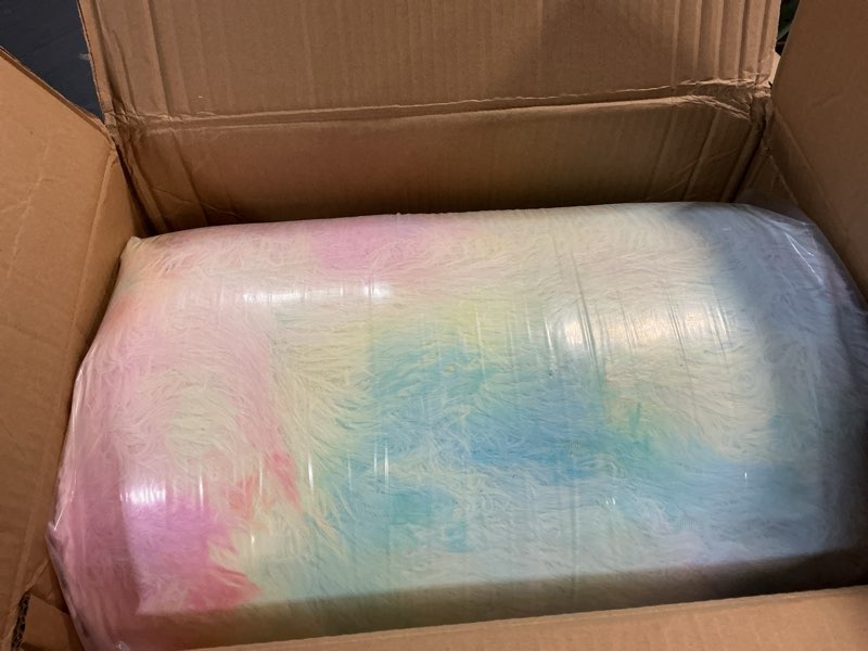 Condition photo showing New/Like New for aetvrni 10 pounds king size luxury plush thick faux fur comforter, modern casual real heavy comforter for winter, ultra soft shaggy bedding 1 piece(1 x faux fur fluffy duvet),rainbow