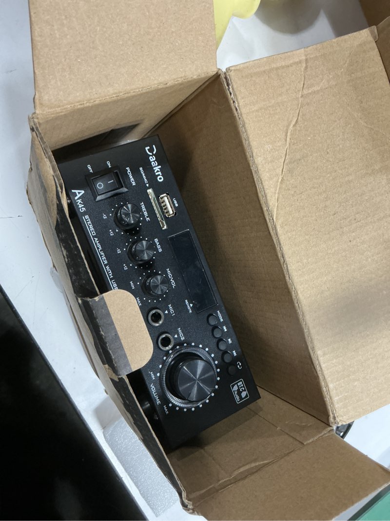Condition photo showing As Is for AK45 Stereo Audio Amplifier,300W Home 2 Channel Wireless Bluetooth 5.0 Power Amplifier System, Home Amplifiers FM Radio, USB, SD Card, with Remote Control Home Theater Audio Stereo System