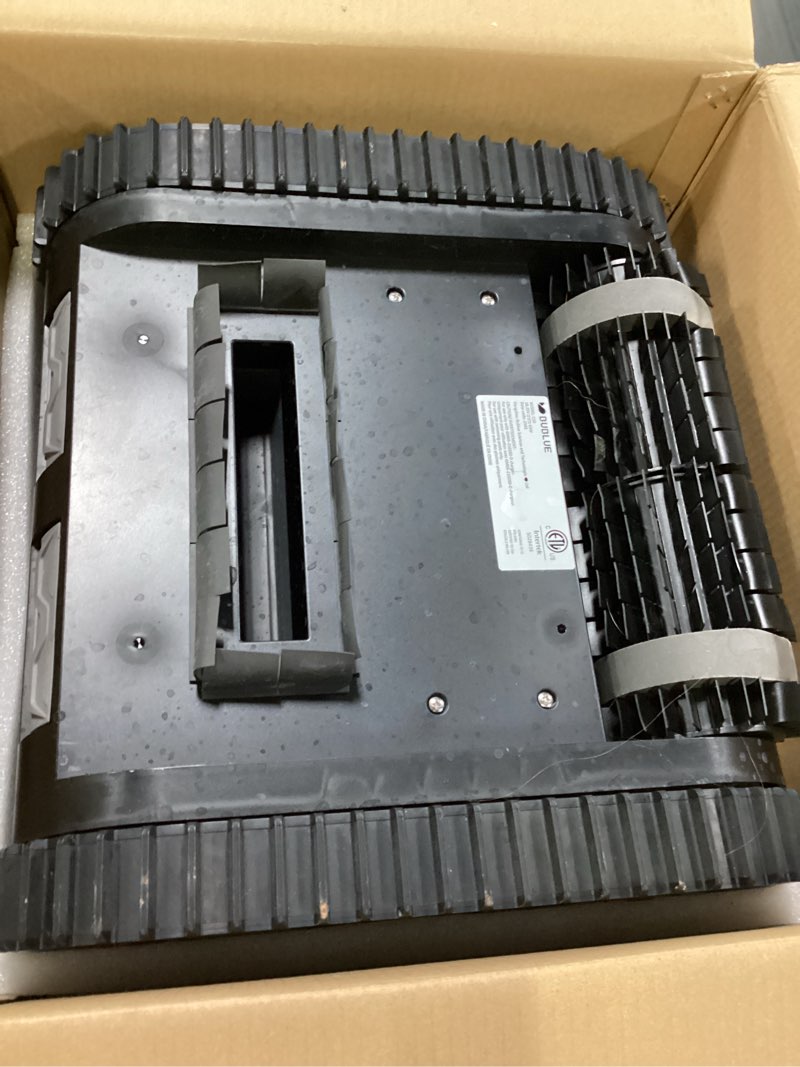 Condition photo showing As Is for 700 c10 pool cleaner robot, cordless pool vacuum w/superior suction, triple motors, smart navigation, app control, wall/waterline, 140-min runtime for inground pools up to 861 sq.ft, space grey