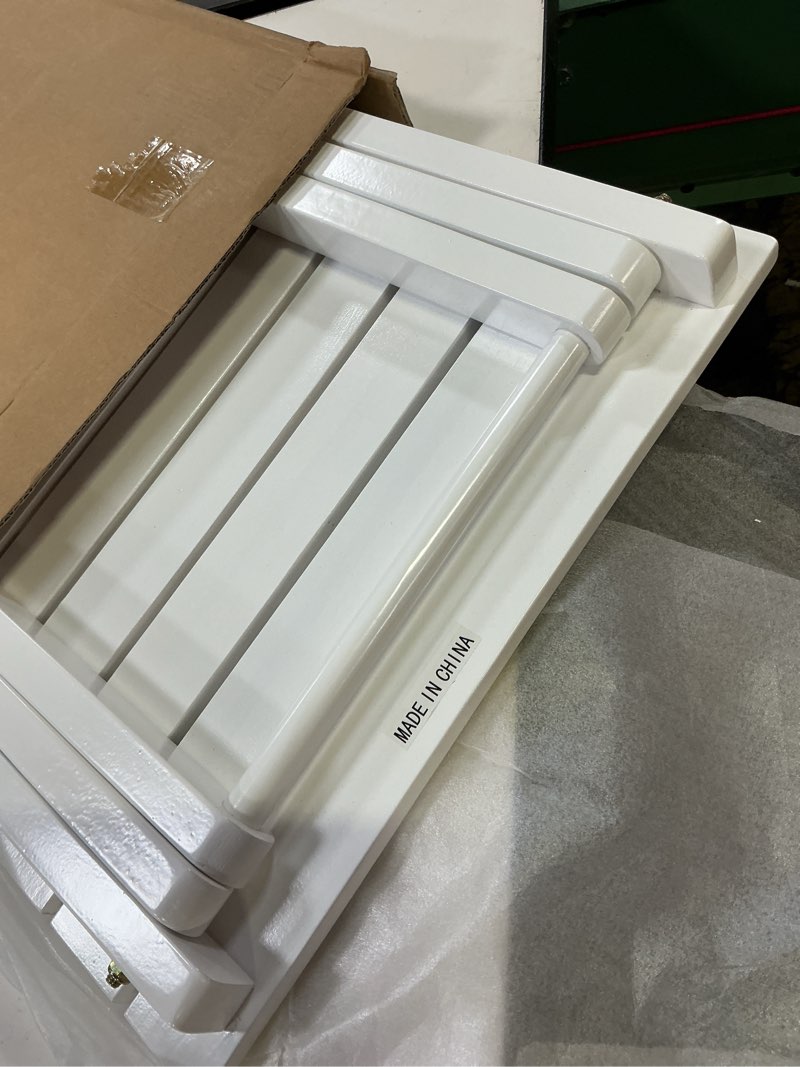 Condition photo showing Good Condition for outdoor small table square folding wooden patio side table furniture table for adirondack chair, balcony, porch, no assembly required, white 1-white rectangular table 15.5"d x 15.5"w x 18.5"h